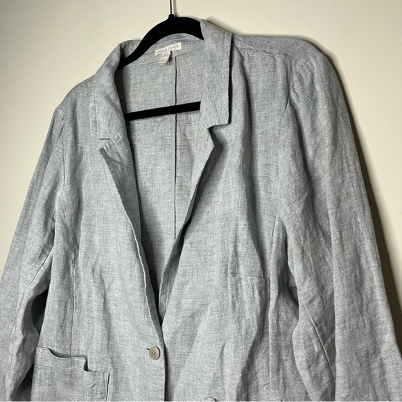 EILEEN FISHER Linen Sparkle Metallic Thread Lightweight Collar Blazer Jacket - Picture 4 of 12